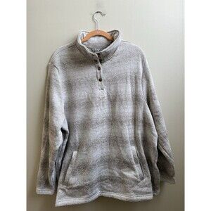 Natural Reflections Cozy Beige Brown Cream Fleece Pullover Top Sweater XXL